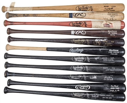 Lot of (11) New York Mets Game Used Bats From Various Years - 5 Signed (PSA/DNA PreCert & Beckett)
